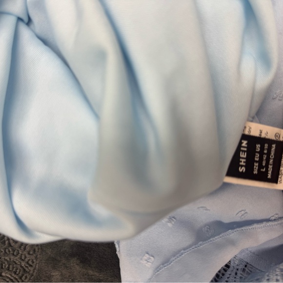 SHEIN VCAY A-Line Contrast Lace Tie Back 
Ruffle Hem Dress - Picture 9 of 11